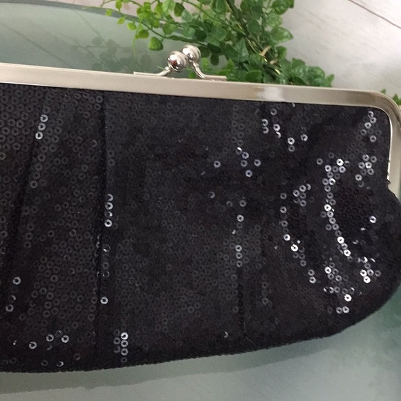 Aldo Black Sequined Handbag Clutch w/Chain strap - Picture 5 of 8